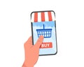 Online shop cartoon vector icon. Online shopping banner, mobile app templates, concept vector illustration flat design