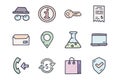 Online shop color vector doodle simple icon set