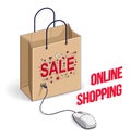 Online Shop concept, web store, internet sales, Shopping bag wit Royalty Free Stock Photo