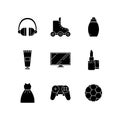 Online shop departments black glyph icons set on white space Royalty Free Stock Photo