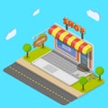 Online shop flat isometric vector concept. Royalty Free Stock Photo