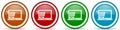 Online shop glossy icons, set of modern design buttons for web, internet and mobile applications in four colors options isolated Royalty Free Stock Photo