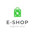 Online shop logo design. Ecommerce, sale, discount or store web element. Company emblem. Bag isolated.