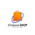 online shop logo design vector icon. shopping bag logo design Royalty Free Stock Photo