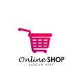 online shop logo design vector icon. shopping basket logo design Royalty Free Stock Photo