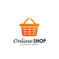 online shop logo design vector icon. shopping basket logo designs Royalty Free Stock Photo