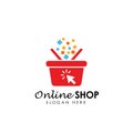 online shop logo design vector icon. shopping basket logo designs Royalty Free Stock Photo