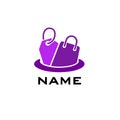 Online Shop logo designs template. sales stickers violet Tag, Label, Store, Cart, Trolley. company trade Royalty Free Stock Photo