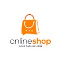 MobileOnline Shop Logo designs Template. Shopping Logo vector icon illustration design. Shopping bag icon for online shop business Royalty Free Stock Photo