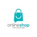 MobileOnline Shop Logo designs Template. Shopping Logo vector icon illustration design. Shopping bag icon for online shop business Royalty Free Stock Photo