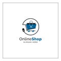 Online shop logo, shopping cart and bag logo design for E-commerce business Royalty Free Stock Photo