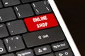 Online shop on Red Enter Button on black keyboard Royalty Free Stock Photo