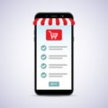 Online shop in smartphone. Online store concept