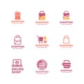 Online shop, store, shopping logo vector bundle collection