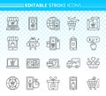 Online Shop simple black line icons vector set Royalty Free Stock Photo