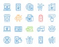 Online Shop simple color line icons vector set Royalty Free Stock Photo