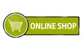 Online Shop Web Button With Shopping Cart - Vector Illustration - Isolated On White Royalty Free Stock Photo