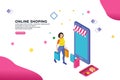 Online shoping isometric design concept - Vector