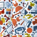 Online shopping background patterns vector illustration. Different cloths, games, tools and goods availiable for online