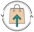 Online Shopping Bag with Upward Arrow and Circular Refresh Exchange Cycle Icon Royalty Free Stock Photo