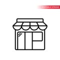 Online shopping black outline icon. Thin line market place icon.