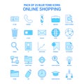 Online Shopping Blue Tone Icon Pack - 25 Icon Sets