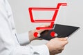 A Online shopping business concept selecting shopping cart