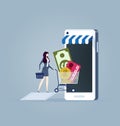 Online shopping - Businesswomen shopping online by smartphone