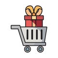 online shopping cart gift box Royalty Free Stock Photo