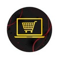 Online shopping cart laptop icon elegant black round button Royalty Free Stock Photo