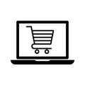 Online shopping cart laptop icon flat vector illustration design Royalty Free Stock Photo