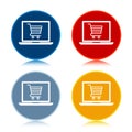 Online shopping cart laptop icon trendy flat round buttons set illustration design Royalty Free Stock Photo