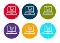 Online shopping cart laptop icon modern flat round button set illustration Royalty Free Stock Photo