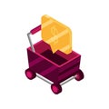 Online shopping, cart market offer discount isometric isolated icon