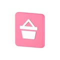 Online shopping cart pink squared button isometric 3d icon realistic vector illustration