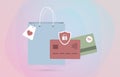 Online Shopping concept. Credit bank card with a secure payment sign Royalty Free Stock Photo