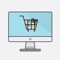 Online shopping concept icon. Shopping anywhere. Shopping from home. Online market technology. Easy shopping by digital