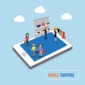 Online shopping concept with micro people on smart phone touch s
