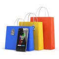 Online shopping concept. Mobile phone or smartphone