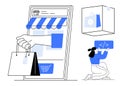 Online Shopping Concept With Mobile Storefront and Developer Writing Code Royalty Free Stock Photo