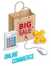 Online Shopping concept, web store, internet sales, Shop bag wit Royalty Free Stock Photo