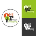 Online shopping creative logo design template. One touch shopping. Easy buy.