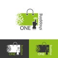 Online shopping creative logo design template. One touch shopping. Easy buy. Online store.