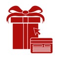 Online shopping with credit card. Buy gifts icon vector illustration design Royalty Free Stock Photo