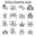 Online shopping , Cyber Monday icon set in thin line style Royalty Free Stock Photo