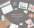 Online shopping with digital tablet and notebook Royalty Free Stock Photo