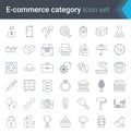 Online shopping and e-commerce category linear icons set isolated on white background. High quality vector