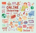 Online shopping e-commerce icons. illustration Royalty Free Stock Photo