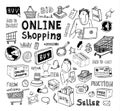 Online shopping e-commerce icons. illustration Royalty Free Stock Photo