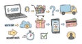 Online Shopping E-commerce Process Flow Icons Royalty Free Stock Photo